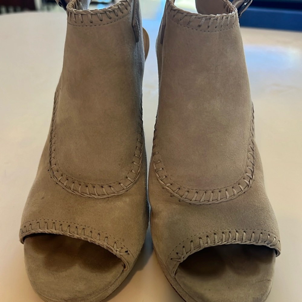 Via Spiga taupe heeled sling back shoes